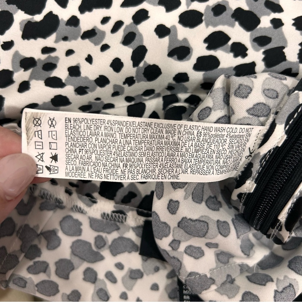Forever 21 Black White Gray Leopard Print Slip Midi Skirt Size 1X XL Wrinkle Fre - Picture 5 of 8